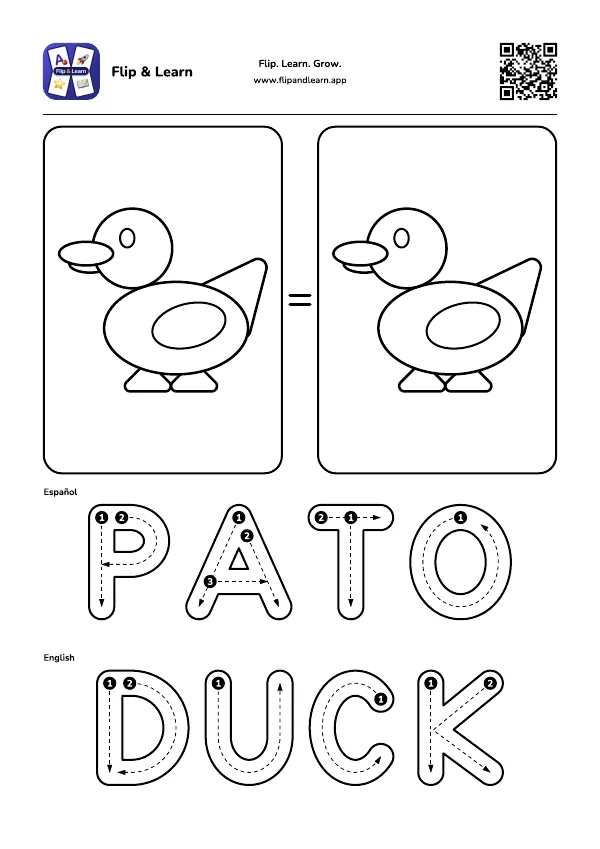 Ficha para colorear y escribir: PATO y DUCK
