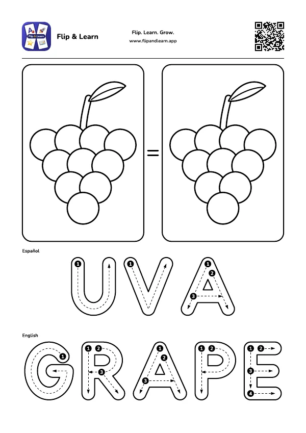 Ficha para colorear y escribir: UVA y GRAPE