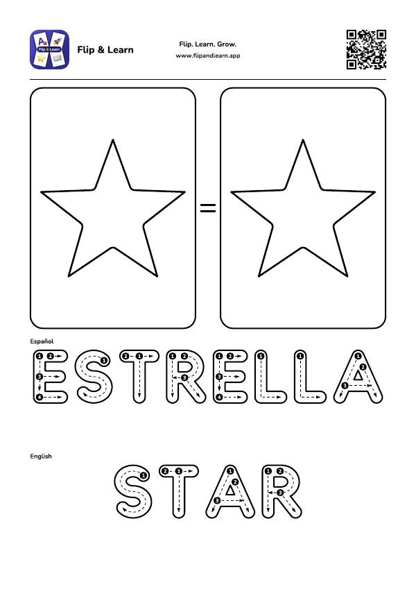Ficha para colorear y escribir: ESTRELLA y STAR